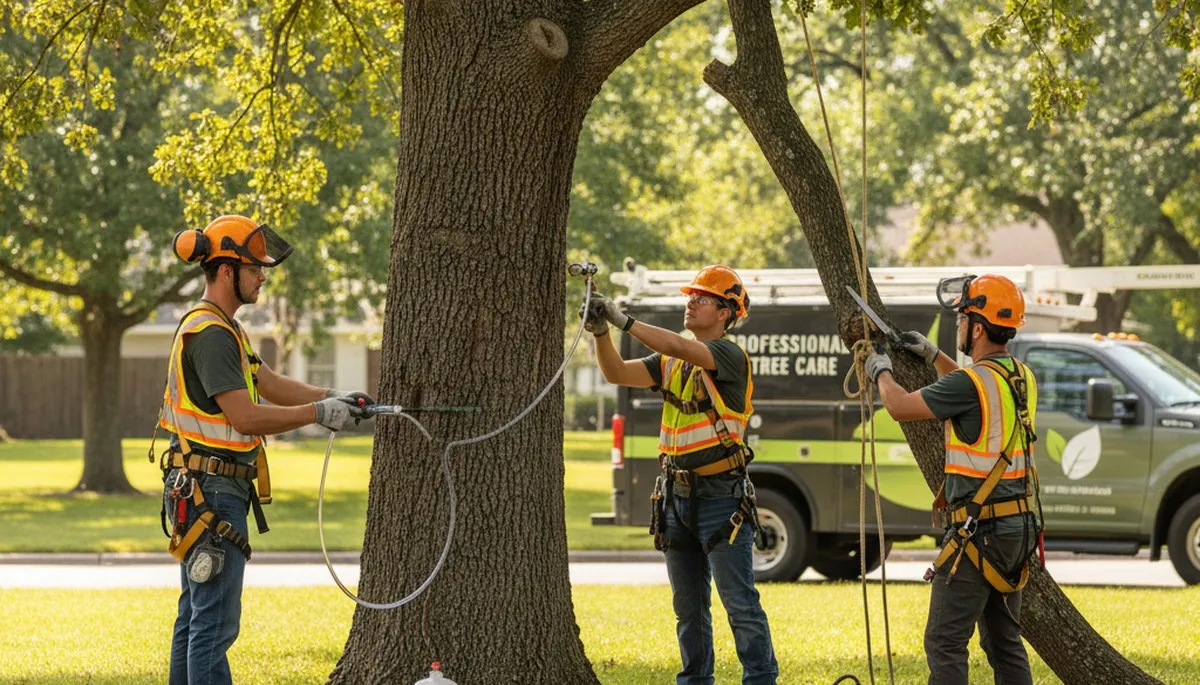 Arborist applying tree disease treatment in Indianapolis, IN for healthier trees